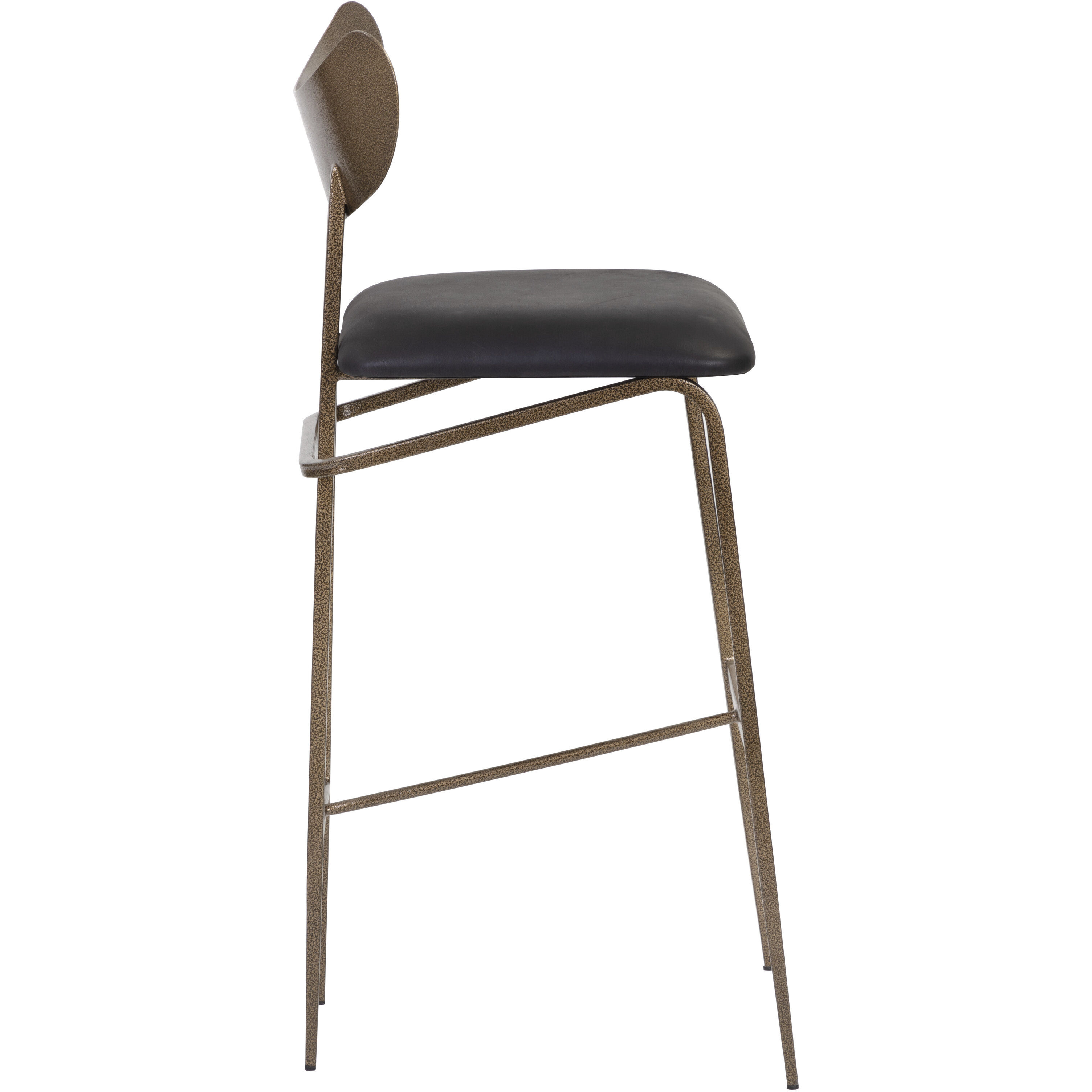 Gibbons 40 inch Antique Brass / Charcoal Black Leather Barstool
